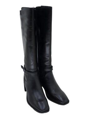 Easy Spirit Noma Tall Block Heel Boots Black Leather 11M